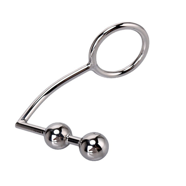 Stainless Steel Butt Plug Ball Anal Hook With Penis Ring , Cock Chastity Device , Mature