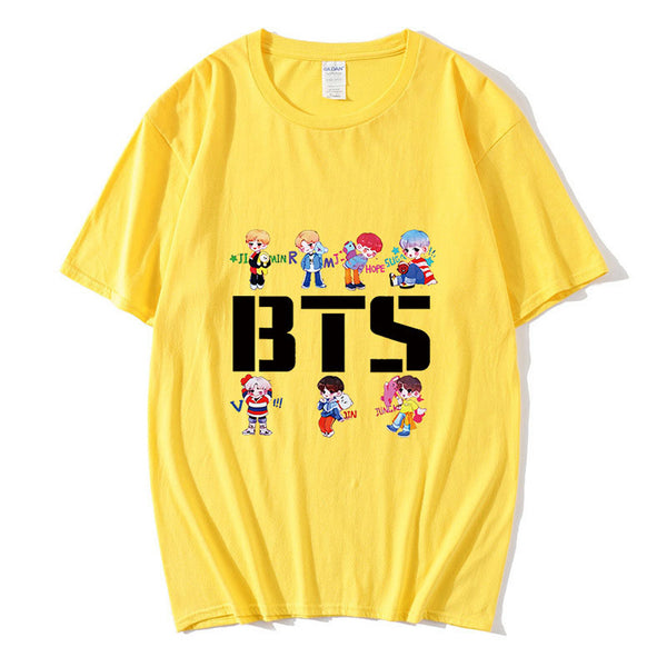 Korean Kpop t shirt bangtan boys Black Gray Color Short Sleeve T-shirt