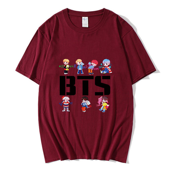 Korean Kpop t shirt bangtan boys Black Gray Color Short Sleeve T-shirt