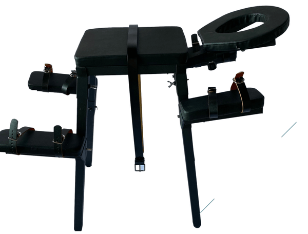 PADDED BDSM BENCH with bondage restraints for spanking, gear for whipping. bdsm sex bed, dungeon chair for adult games. Fetish furniture