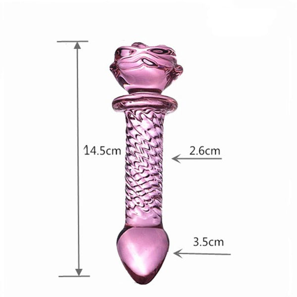 Pink Rose Flower Crystal Glass Dildo Vagina Masturbation Dildo Plug Sensual Oral Sex Toy For Women