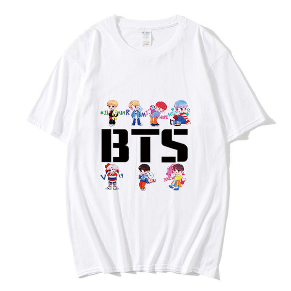 Korean Kpop t shirt bangtan boys Black Gray Color Short Sleeve T-shirt
