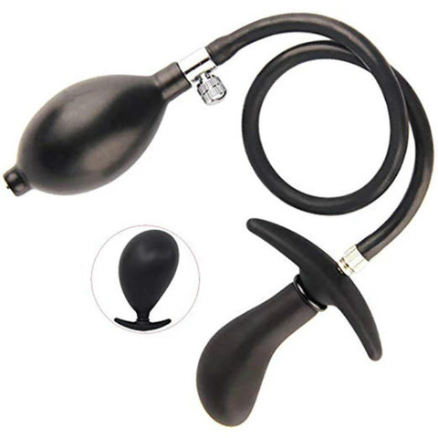 Inflatable Anus Plug Adjustable Anal Massager Anus Stopper with Inbuilt Steel Ball & Removable Needle