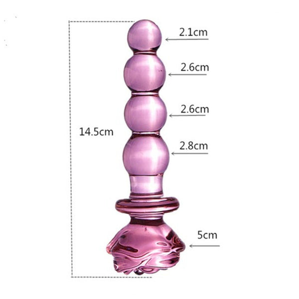 Pink Rose Flower Crystal Glass Dildo Vagina Masturbation Dildo Plug Sensual Oral Sex Toy For Women