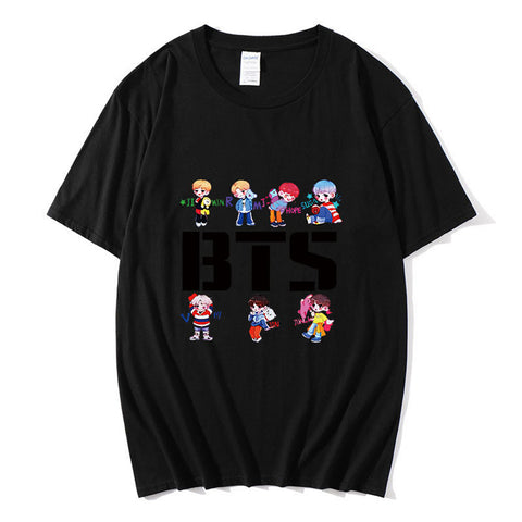 Korean Kpop t shirt bangtan boys Black Gray Color Short Sleeve T-shirt