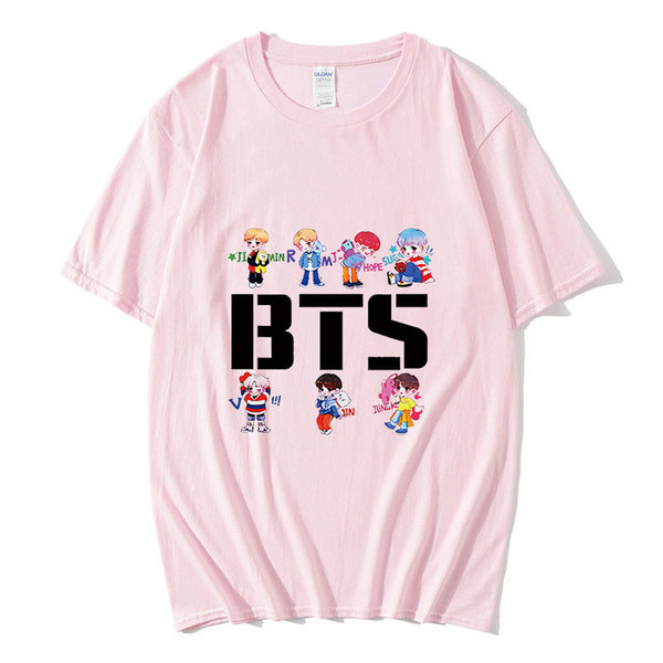 Korean Kpop t shirt bangtan boys Black Gray Color Short Sleeve T-shirt