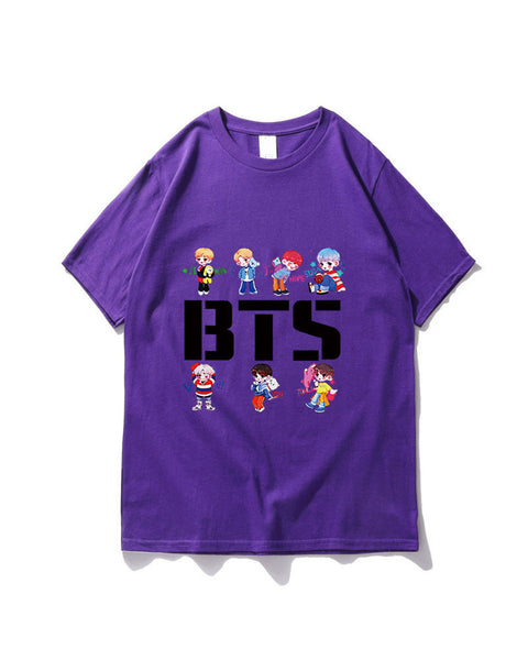 Korean Kpop t shirt bangtan boys Black Gray Color Short Sleeve T-shirt