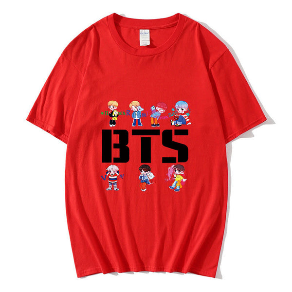 Korean Kpop t shirt bangtan boys Black Gray Color Short Sleeve T-shirt