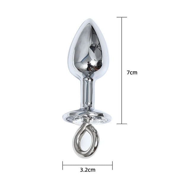 Butt plug with leash, metal butt plug with crystal, adult toys, anal plug