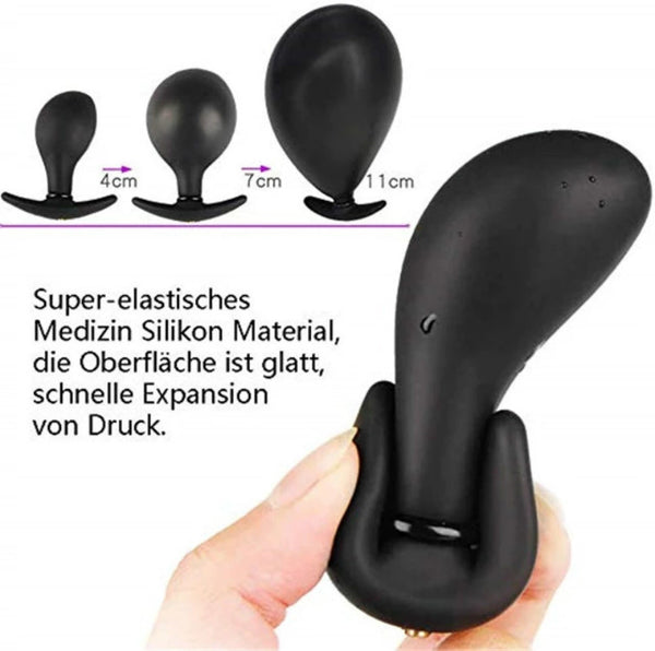 Inflatable Anus Plug Adjustable Anal Massager Anus Stopper with Inbuilt Steel Ball & Removable Needle