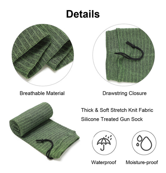 Gun Socks for Rifles and Shotguns Mixed Color 54 inch Silicone-Treated Knit Rifle Gun Sock Gun Sleeve for Storage, Anti-Rust, Drawstring Closure