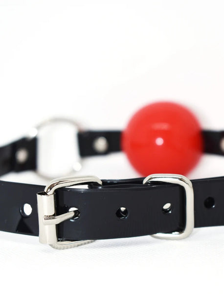 Red Silicon Ball Gag with PVC black strap