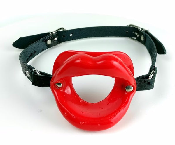 Oral Mouth Gag-Lip Shape mouth gag- Silicone Gag-Leather mouth gag-Oral Sex SM Mouth -Sex Toy Roll Games- Mouth gag Oral-Leather Fixation