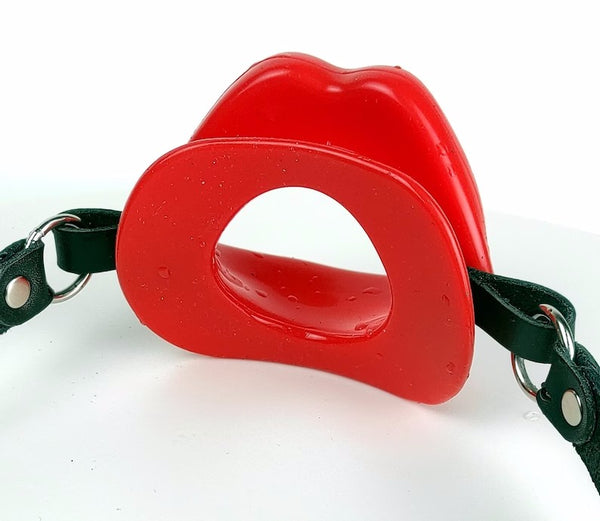 Oral Mouth Gag-Lip Shape mouth gag- Silicone Gag-Leather mouth gag-Oral Sex SM Mouth -Sex Toy Roll Games- Mouth gag Oral-Leather Fixation