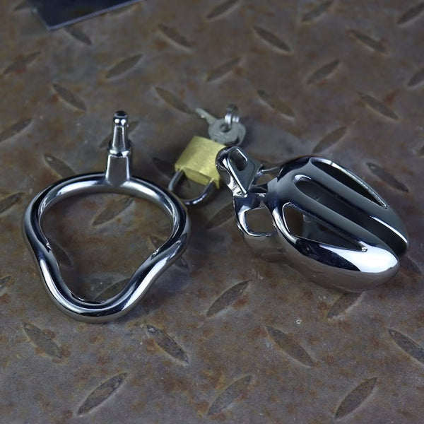 Stainless Steel Cock Cage Men Chastity Device,Arc- Base Ring,Penis Locking Restraint