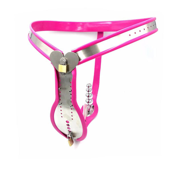 Male Chastity Belt WithHeart,Chastity Device For Men With Urination Catheter,Pink Sissy Chastity Belt