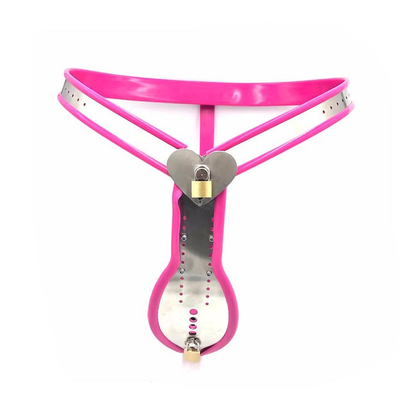 Male Chastity Belt WithHeart,Chastity Device For Men With Urination Catheter,Pink Sissy Chastity Belt