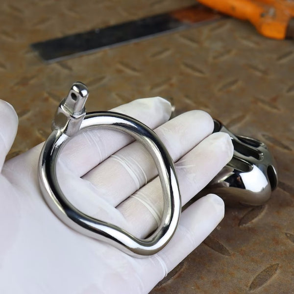 Stainless Steel Cock Cage Men Chastity Device,Arc- Base Ring,Penis Locking Restraint