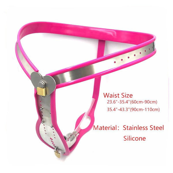 Male Chastity Belt WithHeart,Chastity Device For Men With Urination Catheter,Pink Sissy Chastity Belt