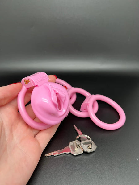 Locked Penis Chastity Device PUSSY SHAPED CHASTITY 4rings