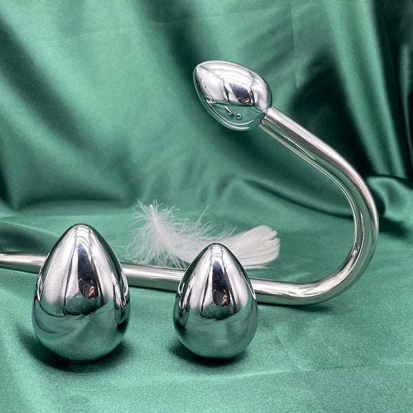 Stainless Steel Anal Hook With Three Ball (Small \ Medium \ Large) , Butt Plug , Anal Hook Bondage , Sex Toy Fetish , Slave , BDSM , Mature