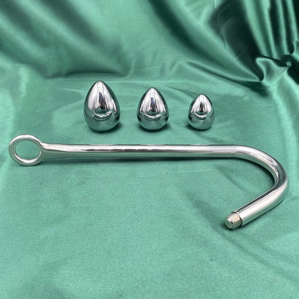 Stainless Steel Anal Hook With Three Ball (Small \ Medium \ Large) , Butt Plug , Anal Hook Bondage , Sex Toy Fetish , Slave , BDSM , Mature