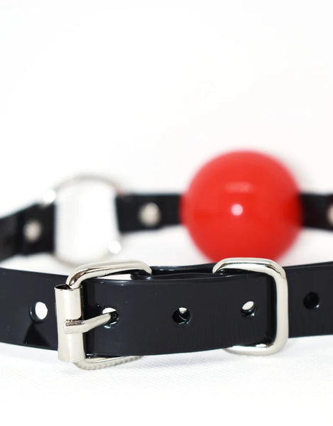 Red Silicon Ball Gag with PVC black strap