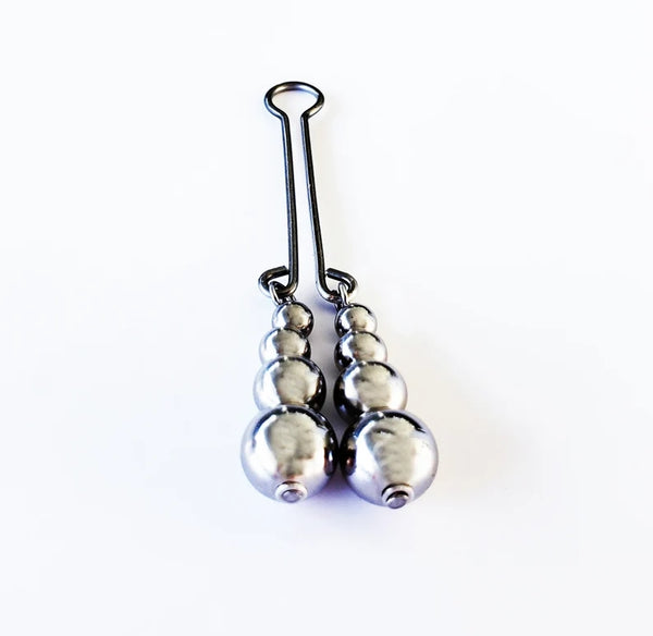 Stainless Steel Clit Clamp / Labia Clip with Lightly Weighted Beads. Mature Listing, BDSM Gear for Submissive