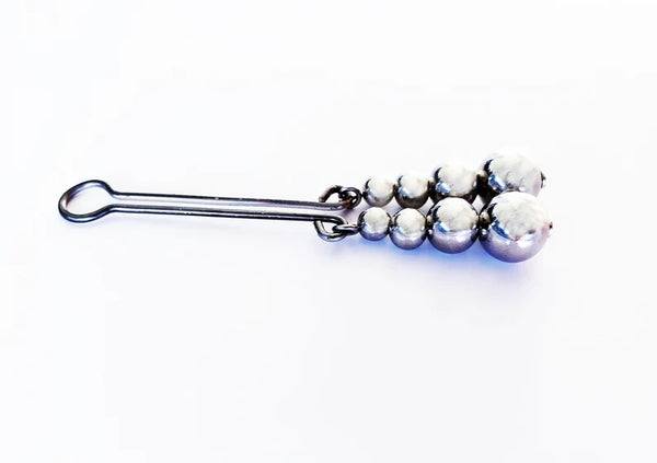 Stainless Steel Clit Clamp / Labia Clip with Lightly Weighted Beads. Mature Listing, BDSM Gear for Submissive