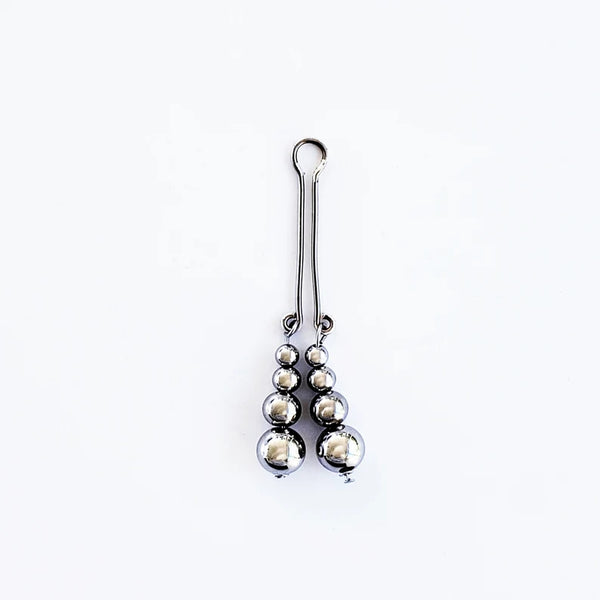 Stainless Steel Clit Clamp / Labia Clip with Lightly Weighted Beads. Mature Listing, BDSM Gear for Submissive