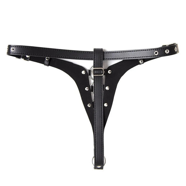 Sexy Chastity Pants Leather Body Harness Women Fetish Restraint Chastity Belt Club SM
