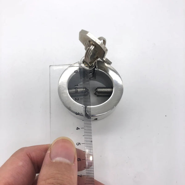 Stainless Steel Chastity Cage Piercing Chamber Ball Stretcher Metal Scrotum Pendant Ball Ring with Testis Weight Cock Ring CBT Devices