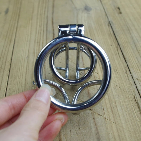 Elegant Slave Chastity Devices with Anti-off Ring Stainless Steel Penis Ring Scrotum Restraints For Men