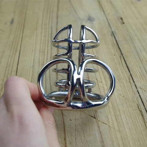 Elegant Slave Chastity Devices with Anti-off Ring Stainless Steel Penis Ring Scrotum Restraints For Men