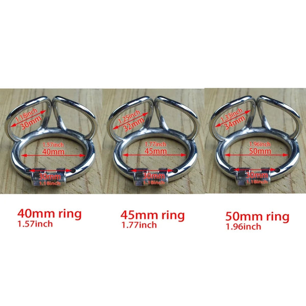 Elegant Slave Chastity Devices with Anti-off Ring Stainless Steel Penis Ring Scrotum Restraints For Men