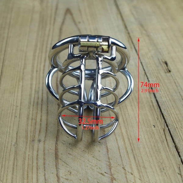 Elegant Slave Chastity Devices with Anti-off Ring Stainless Steel Penis Ring Scrotum Restraints For Men