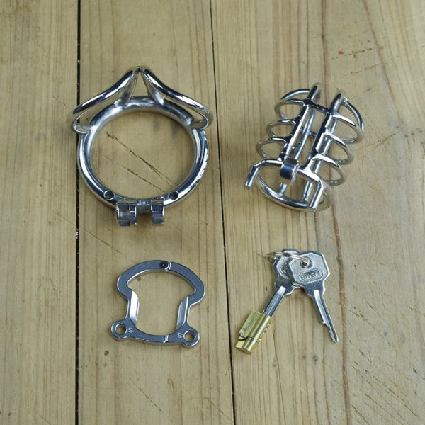 Elegant Slave Chastity Devices with Anti-off Ring Stainless Steel Penis Ring Scrotum Restraints For Men