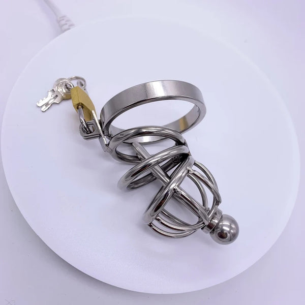 Male Long Chastity Device with Catheter New Lock