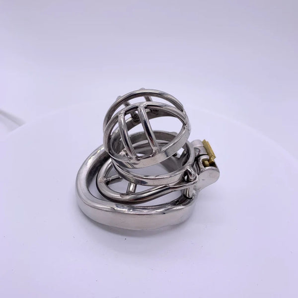 Male Stainless Steel SMCock Cage with Penis Barbed Ring Chastity Device Adult Belt with Stealth