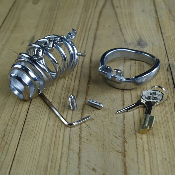Men Chastity Belt with Removable Sharp Screw Stainless Steel Penis Lock Bdsm Bondage Sex Toys