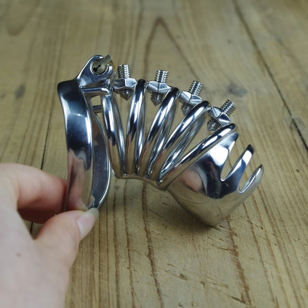 Men Chastity Belt with Removable Sharp Screw Stainless Steel Penis Lock Bdsm Bondage Sex Toys