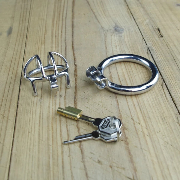 Chastity Device With Spiked Ring Stainless Steel Tiny Penis Cock Cage Micro Penis Locking Sex Toy For Men