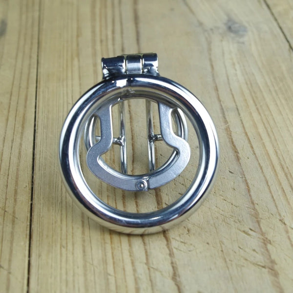 Chastity Device With Spiked Ring Stainless Steel Penis Cock Cage Micro Penis Locking Sex Toy For Men