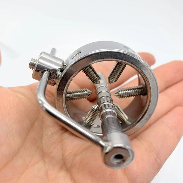 Male chastity Cage Belt Urethral Catheter Dilator with Screw Teeth