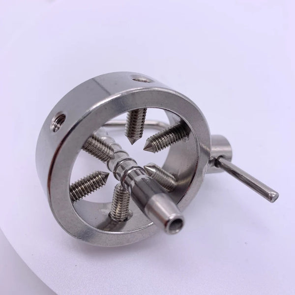 Male chastity Cage Belt Urethral Catheter Dilator with Screw Teeth