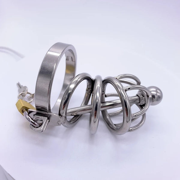 Male Long Chastity Device with Catheter New Lock