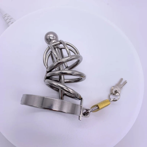 Male Long Chastity Device with Catheter New Lock