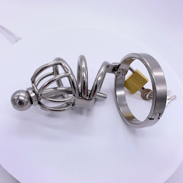 Male Long Chastity Device with Catheter New Lock