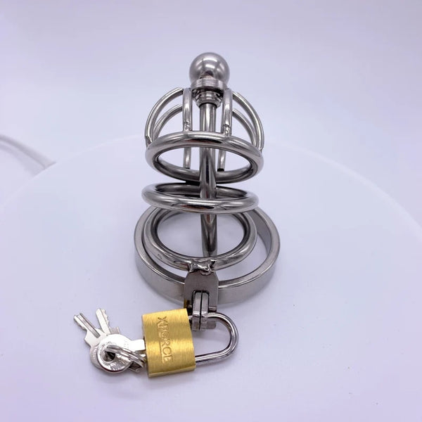 Male Long Chastity Device with Catheter New Lock