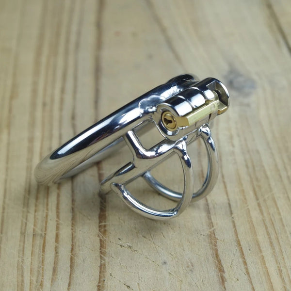 Chastity Device With Spiked Ring Stainless Steel Tiny Penis Cock Cage Micro Penis Locking Sex Toy For Men